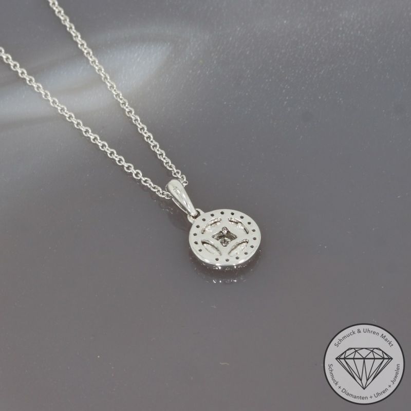 Wert 1100 € Brillant Anhänger mit Kette (0,11 carat) in 585er 14 K Weißgold / Roségold - H572