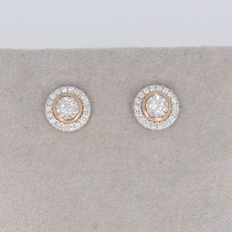 Wert 1350 € Brillant Ohrringe in 585er 14 K Weißgold / Roségold - H573