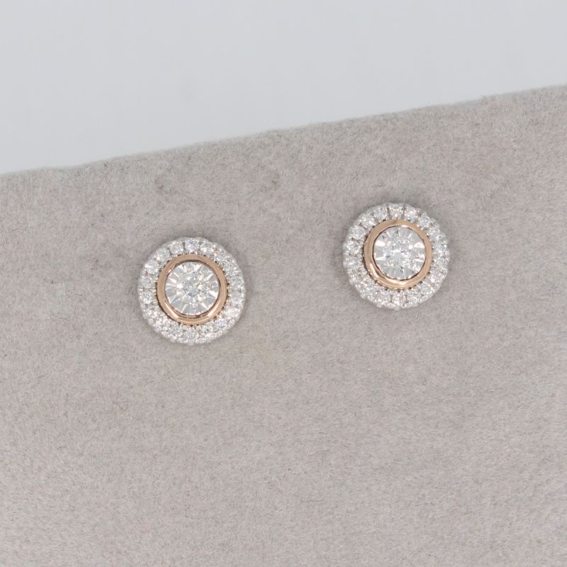 Wert 1350 € Brillant Ohrringe in 585er 14 K Weißgold / Roségold - H573