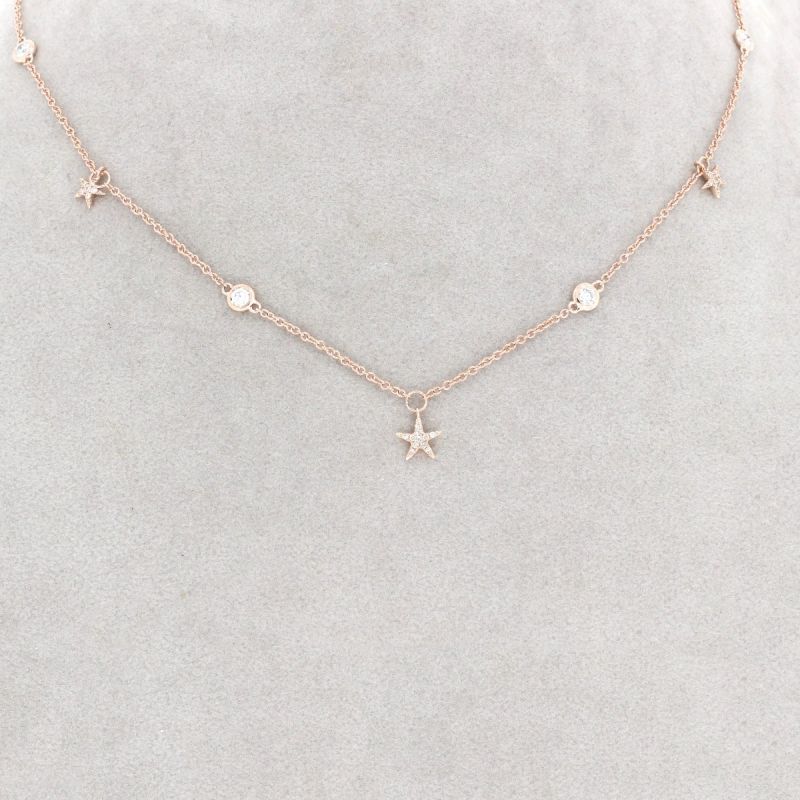 Wert 1450 € Brillant Collier Sterne (0,33 carat) in 585er 14 K Roségold - H576