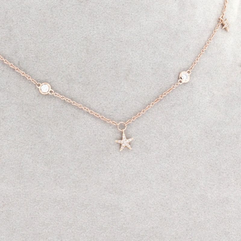 Wert 1450 € Brillant Collier Sterne (0,33 carat) in 585er 14 K Roségold - H576