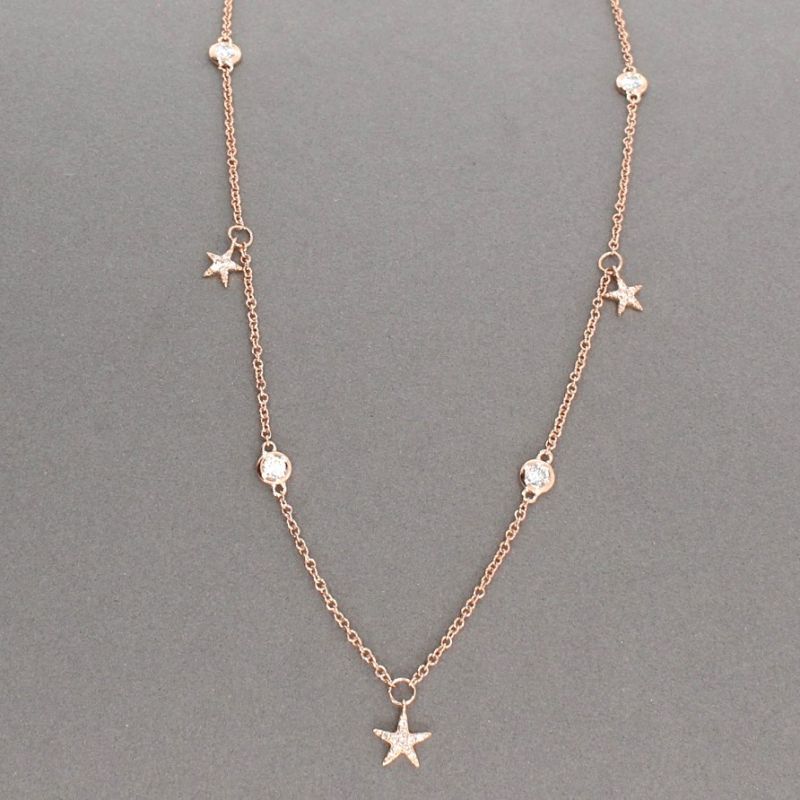 Wert 1450 € Brillant Collier Sterne (0,33 carat) in 585er 14 K Roségold - H576