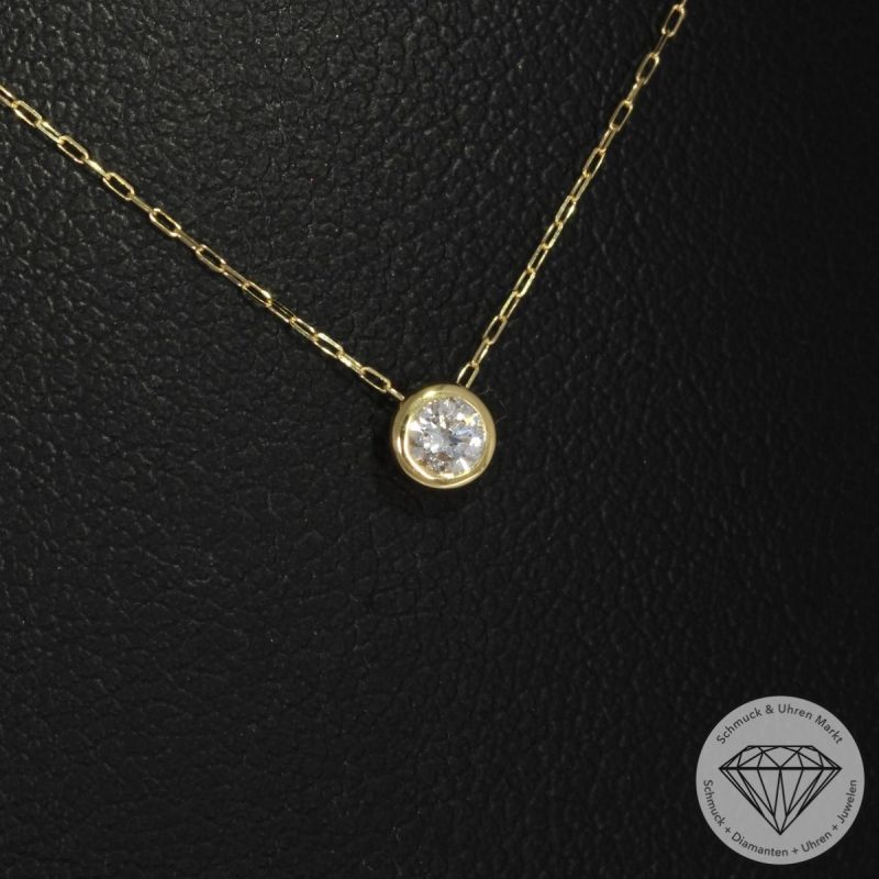 Wert 990 € Solitär Brillant Anhänger mit Kette (0,11 carat) in 750er 18 K Gelbgold H584