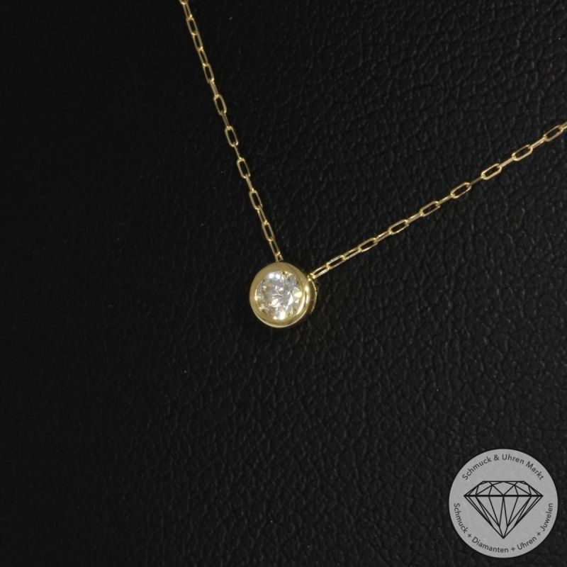 Wert 990 € Solitär Brillant Anhänger mit Kette (0,11 carat) in 750er 18 K Gelbgold H584