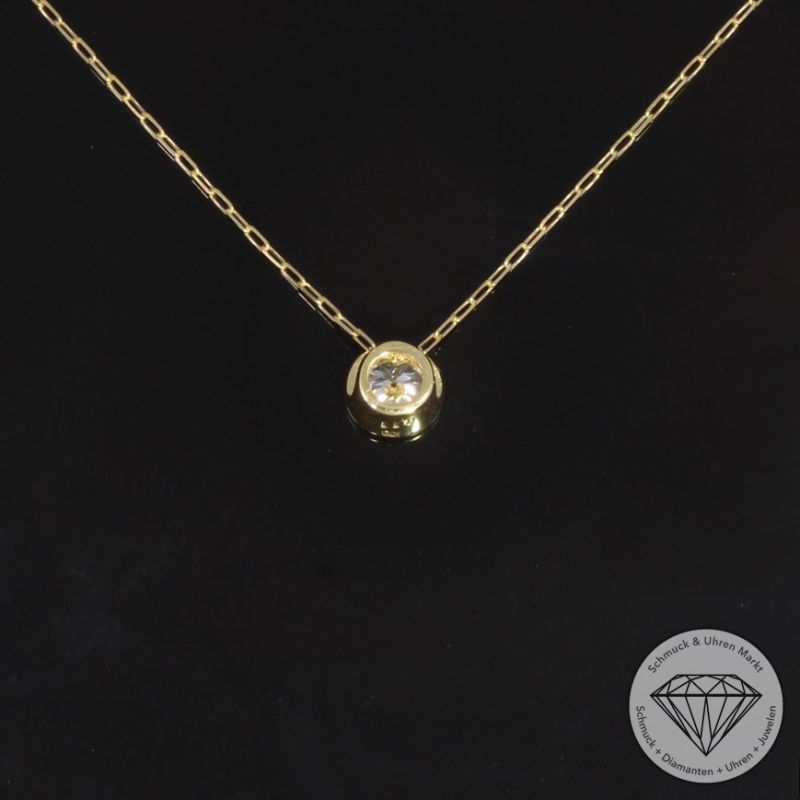 Wert 990 € Solitär Brillant Anhänger mit Kette (0,11 carat) in 750er 18 K Gelbgold H584