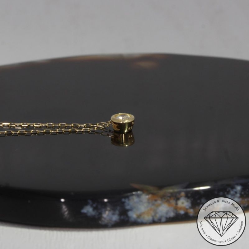 Wert 990 € Solitär Brillant Anhänger mit Kette (0,11 carat) in 750er 18 K Gelbgold H584