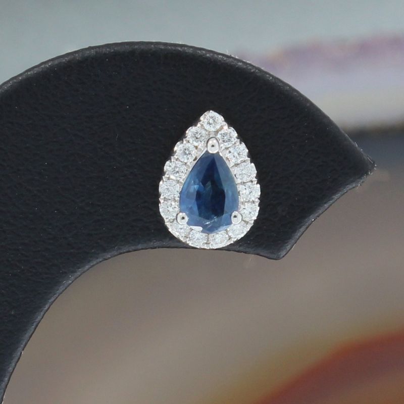 Wert 1350 € Brillant Saphir Ohrringe in 750er 18 K Weißgold - H590