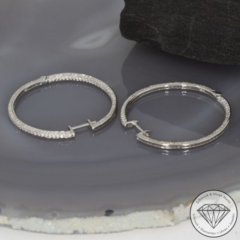Wert 6990 € Brillant Creolen Ohrringe (2,26 carat) in 750er 18 K Weißgold - H591