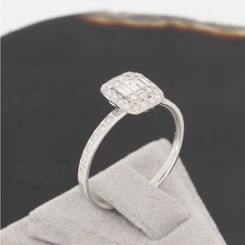 Wert 1590 € Brillant Diamant Ring in 750er 18 K Weißgold Größe 52 - H347