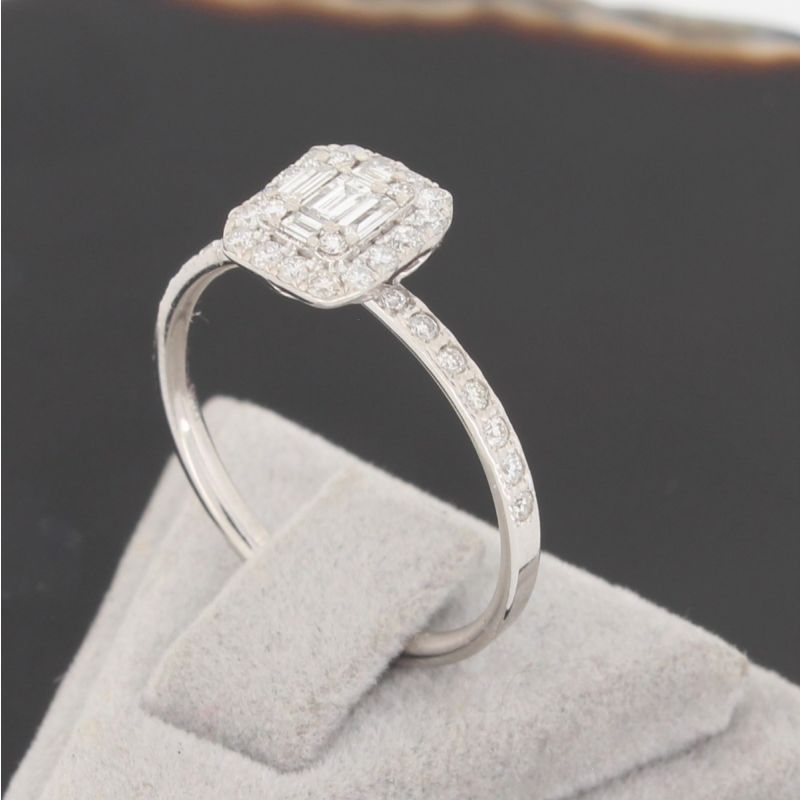 Wert 1590 € Brillant Diamant Ring in 750er 18 K Weißgold Größe 55 - H596