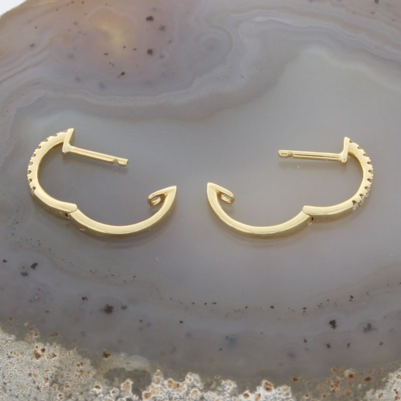 Wert 900 € Brillant Creolen Ohrringe (0,14 carat) in 750er 18 K Gelbgold - H63