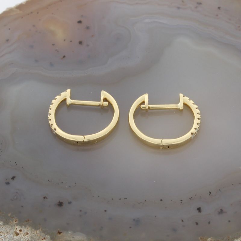 Wert 900 € Brillant Creolen Ohrringe (0,14 carat) in 750er 18 K Gelbgold - H63