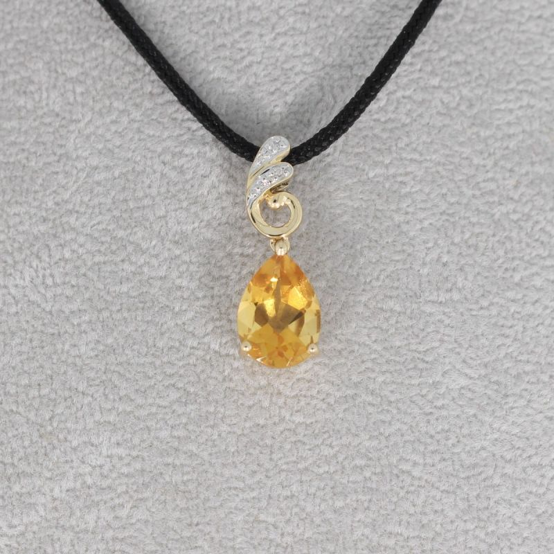 Wert 420 € Brillant Citrin Anhänger in 585er 14 K Gelbgold - H647