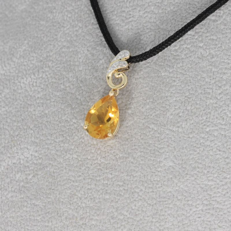 Wert 420 € Brillant Citrin Anhänger in 585er 14 K Gelbgold - H647
