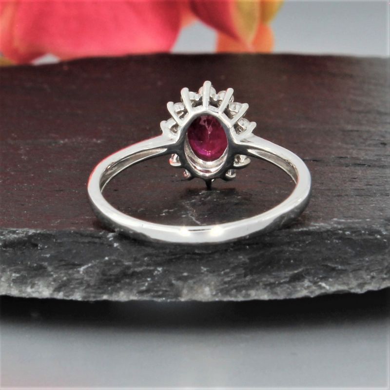 Wert 1440 € Brillant Rubin Ring in 750er 18 Karat Weißgold Größe 52 - H802