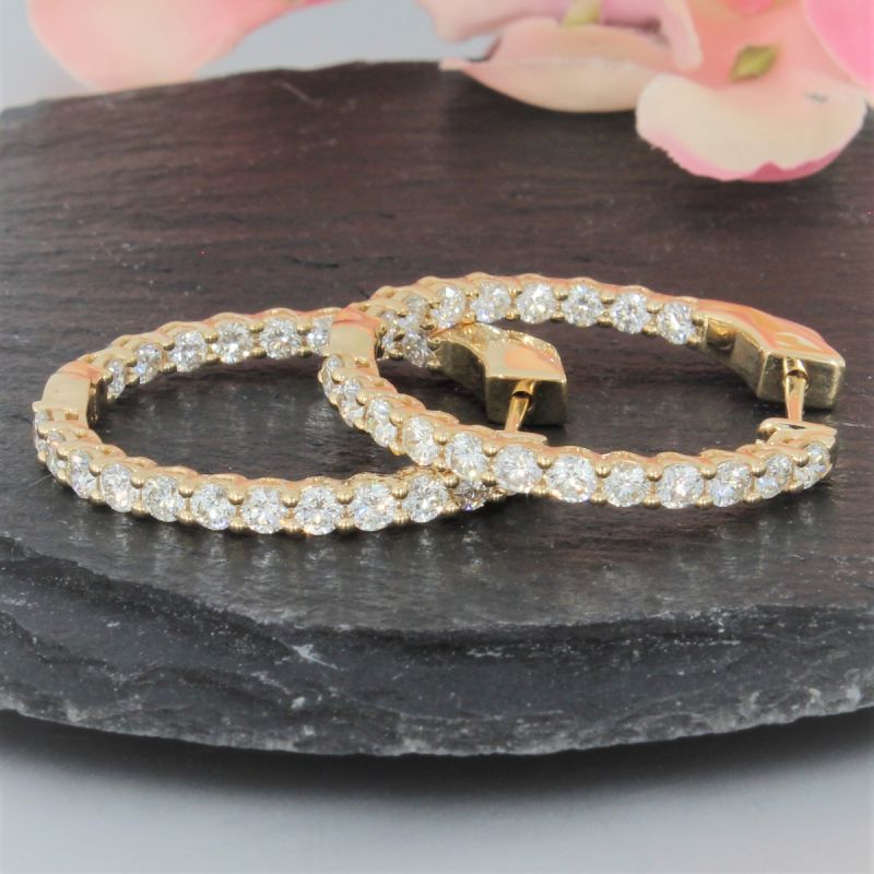 Wert 10990 € Brillant Creolen (3,00 carat) in 585er 14 K Gelbgold - H706