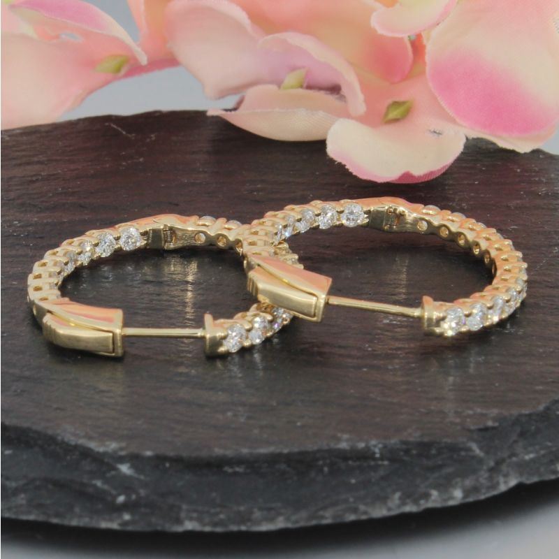 Wert 10990 € Brillant Creolen (3,00 carat) in 585er 14 K Gelbgold - H706