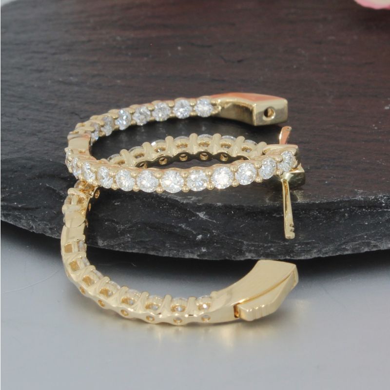 Wert 10990 € Brillant Creolen (3,00 carat) in 585er 14 K Gelbgold - H706