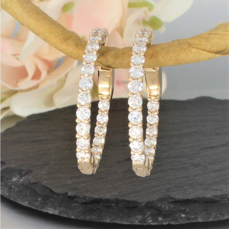 Wert 10990 € Brillant Creolen (3,00 carat) in 585er 14 K Gelbgold - H706