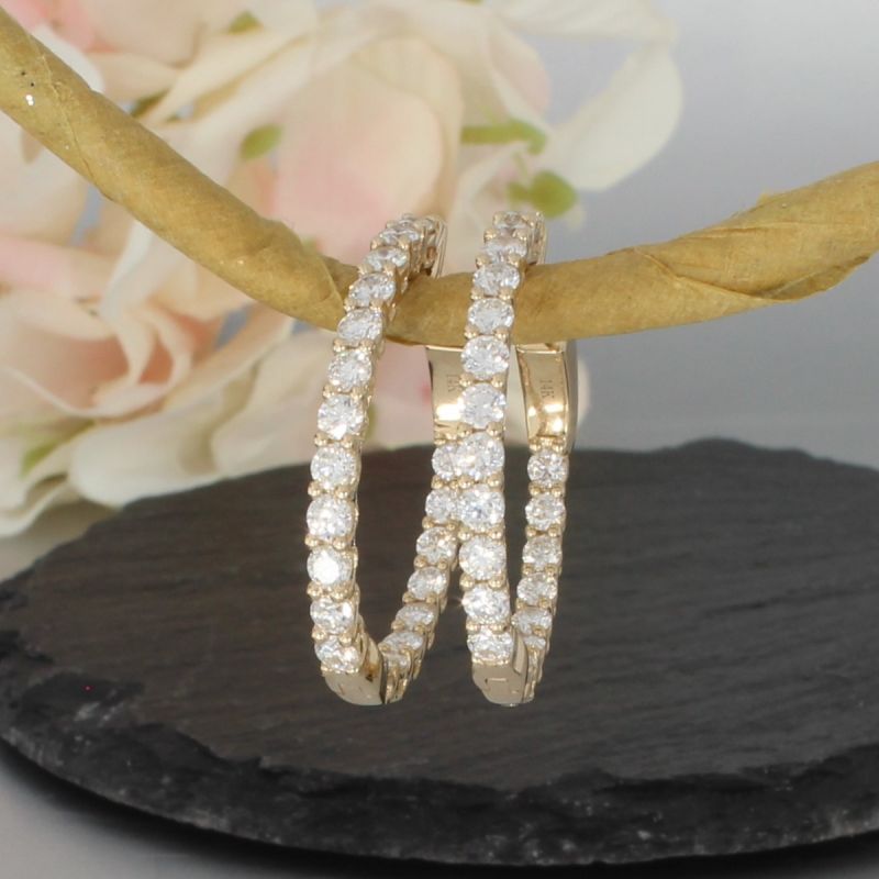 Wert 10990 € Brillant Creolen (3,00 carat) in 585er 14 K Gelbgold - H706