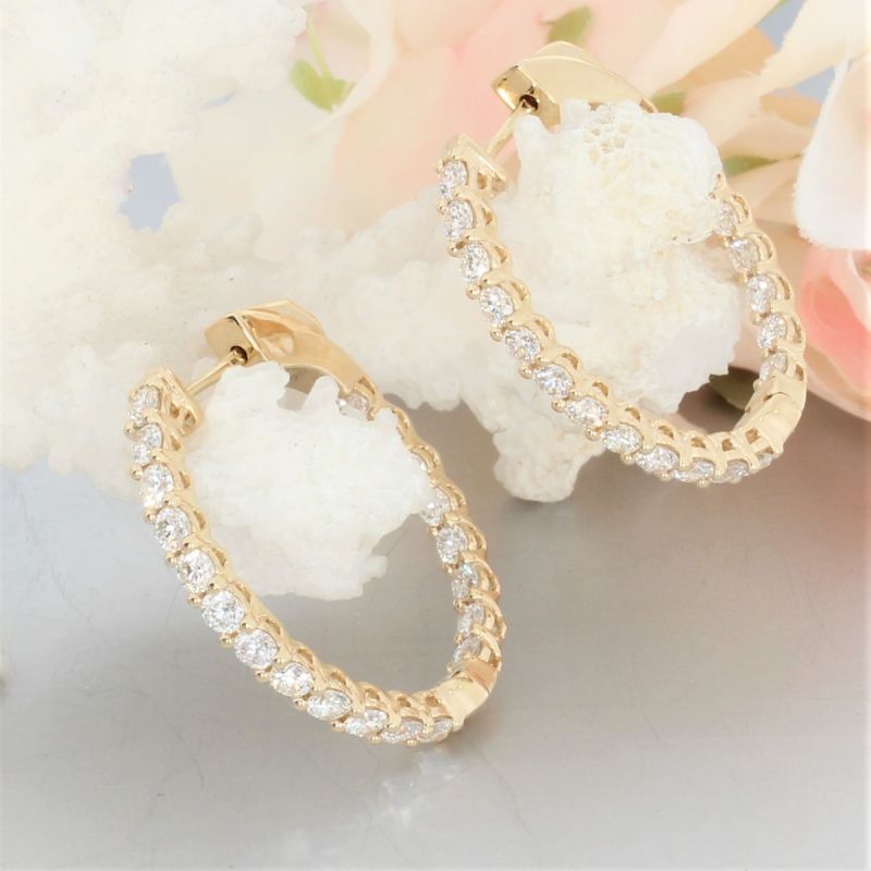 Wert 10990 € Brillant Creolen (3,00 carat) in 585er 14 K Gelbgold - H706