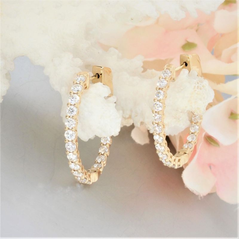 Wert 10990 € Brillant Creolen (3,00 carat) in 585er 14 K Gelbgold - H706