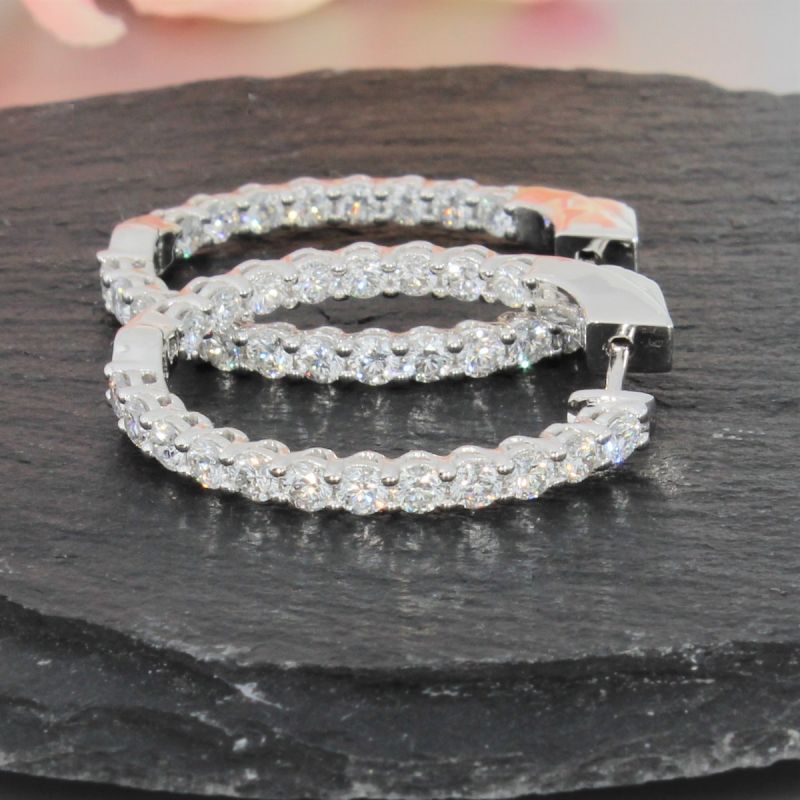 Wert 10990 € Brillant Creolen (3,00 carat) in 585er 14 K Weißgold - H707