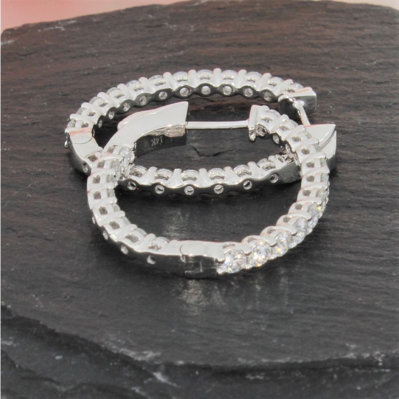 Wert 10990 € Brillant Creolen (3,00 carat) in 585er 14 K Weißgold - H707