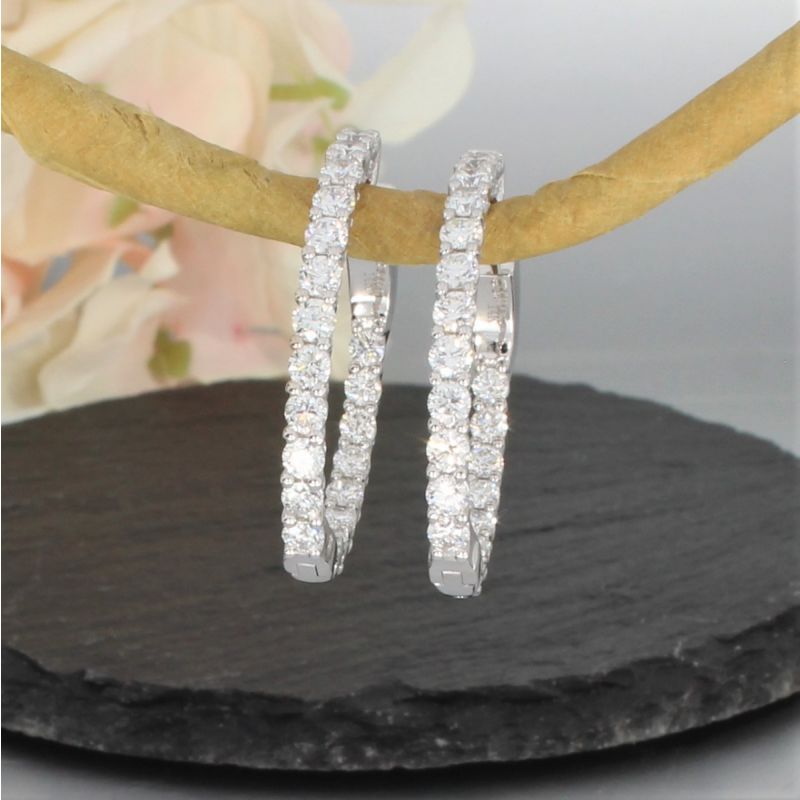 Wert 10990 € Brillant Creolen (3,00 carat) in 585er 14 K Weißgold - H707