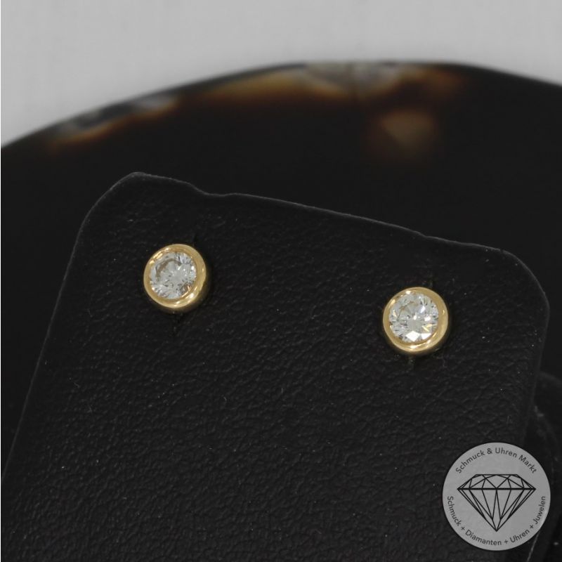 Wert 1290 € Solitär Brillant Ohrringe (0,32 carat) in 750er 18 K Gelbgold - H724