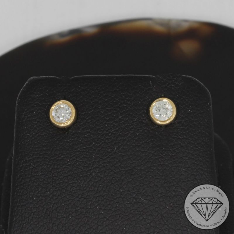Wert 1290 € Solitär Brillant Ohrringe (0,32 carat) in 750er 18 K Gelbgold - H724