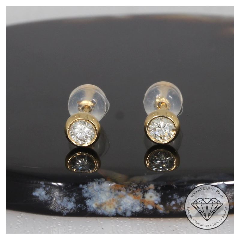 Wert 1290 € Solitär Brillant Ohrringe (0,32 carat) in 750er 18 K Gelbgold - H724