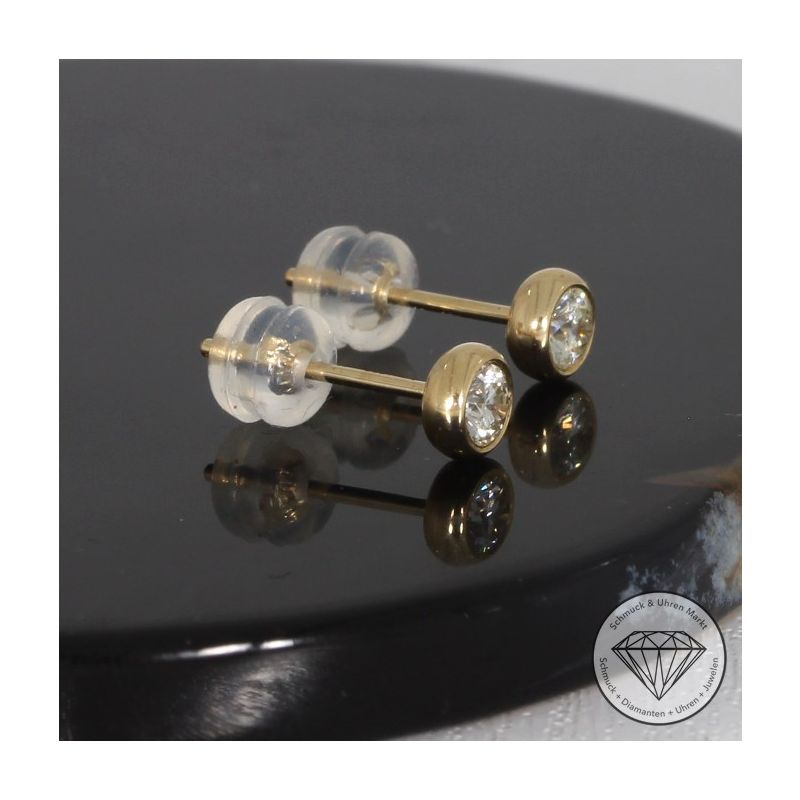 Wert 1290 € Solitär Brillant Ohrringe (0,32 carat) in 750er 18 K Gelbgold - H724
