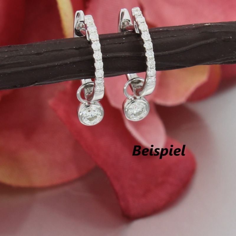Wert 750 € Solitär Brillant (0,22 carat) Einhänger für Creolen in 585er 14 K Weißgold - H763