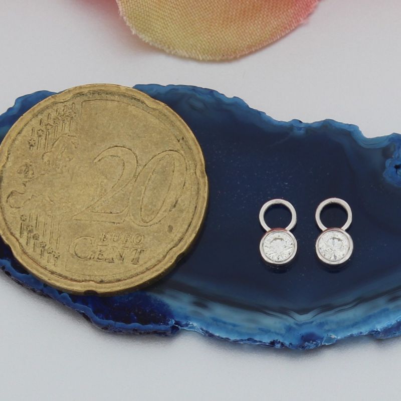 Wert 750 € Solitär Brillant (0,22 carat) Einhänger für Creolen in 585er 14 K Weißgold - H763