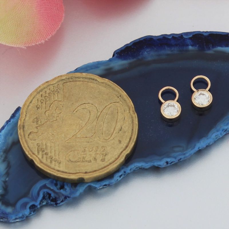 Wert 750 € Solitär Brillant (0,22 carat) Einhänger für Creolen in 585er 14 K Gelbgold - H764