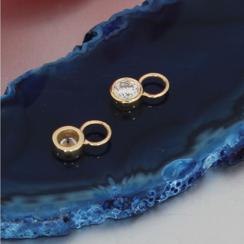 Wert 750 € Solitär Brillant (0,22 carat) Einhänger für Creolen in 585er 14 K Gelbgold - H764