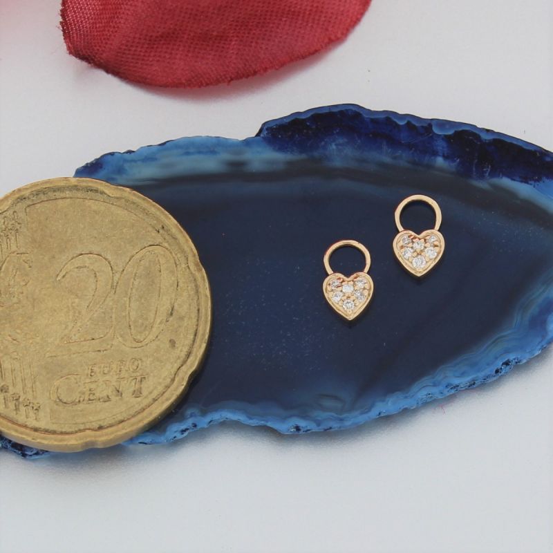 Wert 320 € Brillant Herz Einhänger für Creolen (0,04 carat) in 585er 14 K Gelbgold - H767