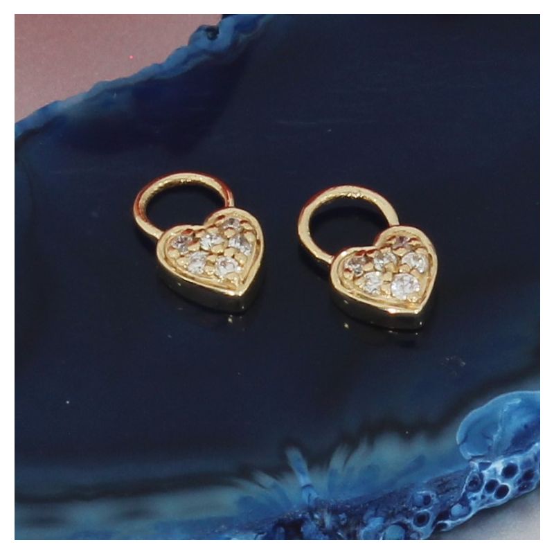 Wert 320 € Brillant Herz Einhänger für Creolen (0,04 carat) in 585er 14 K Gelbgold - H767