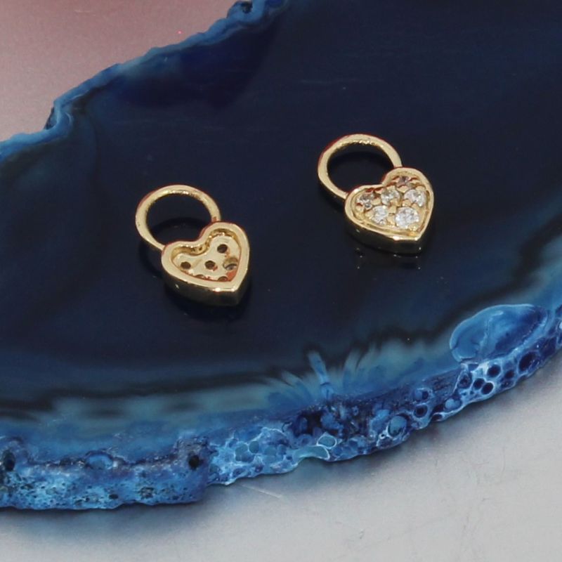Wert 320 € Brillant Herz Einhänger für Creolen (0,04 carat) in 585er 14 K Gelbgold - H767