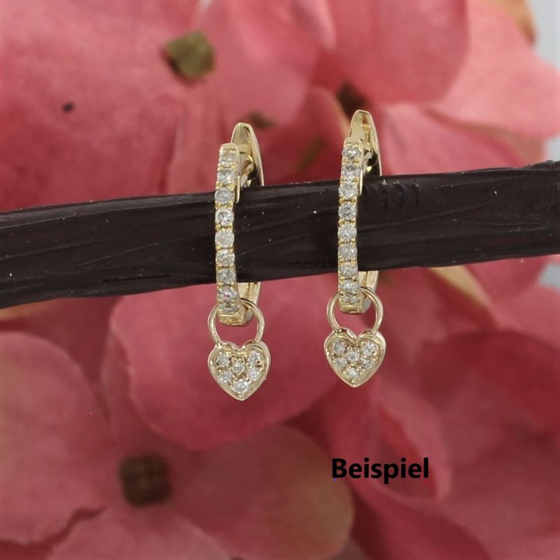 Wert 320 € Brillant Herz Einhänger für Creolen (0,04 carat) in 585er 14 K Gelbgold - H767