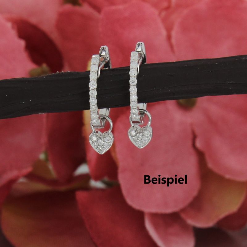 Wert 320 € Brillant Herz Einhänger für Creolen (0,04 carat) in 585er 14 K Weißgold - H768