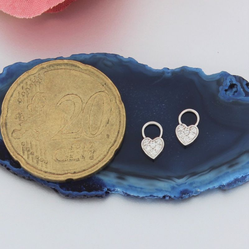 Wert 320 € Brillant Herz Einhänger für Creolen (0,04 carat) in 585er 14 K Weißgold - H768