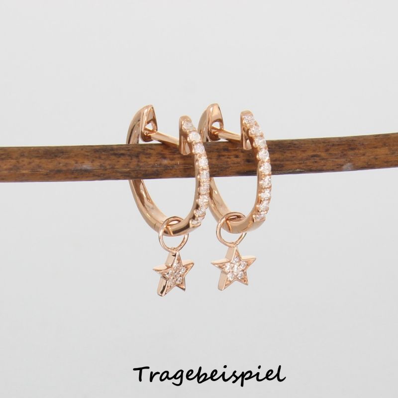 Wert 320 € Brillant Stern Einhänger (0,03 carat) für Creolen in 585er 14 K Roségold - H794