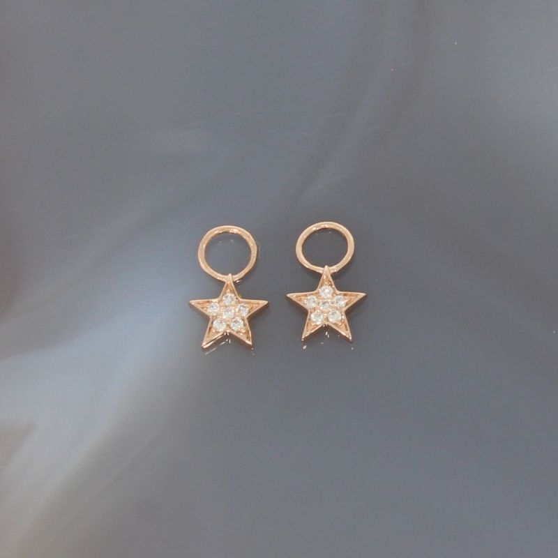 Wert 320 € Brillant Stern Einhänger (0,03 carat) für Creolen in 585er 14 K Roségold - H794