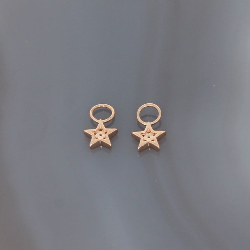 Wert 320 € Brillant Stern Einhänger (0,03 carat) für Creolen in 585er 14 K Roségold - H794