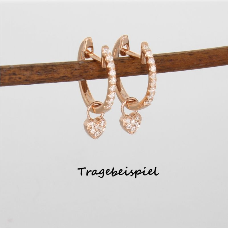 Wert 320 € Brillant Herz Einhänger für Creolen (0,05 carat) in 585er 14 K Roségold - H795