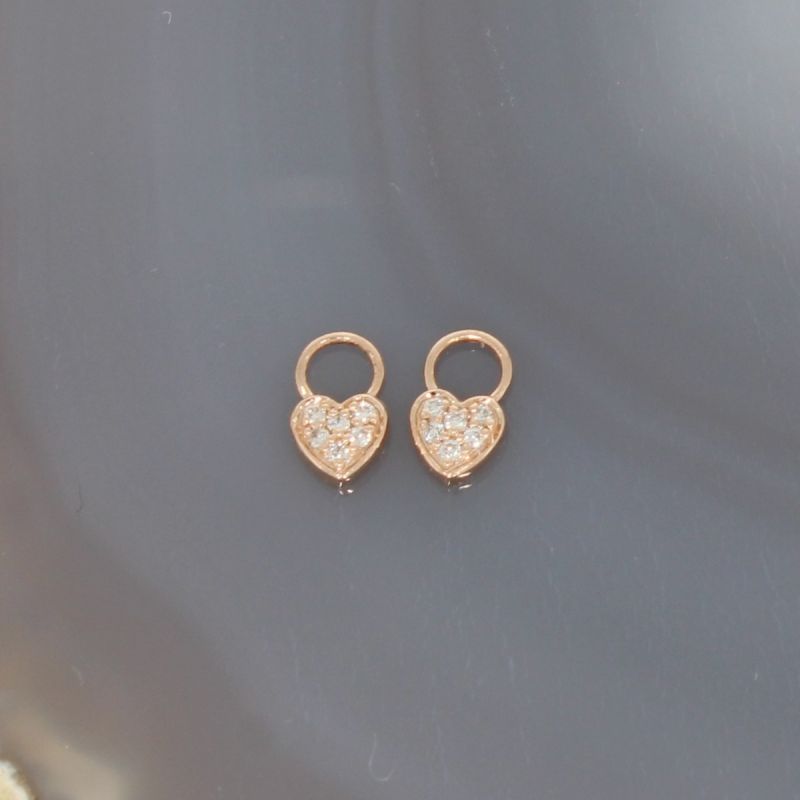 Wert 320 € Brillant Herz Einhänger für Creolen (0,05 carat) in 585er 14 K Roségold - H795