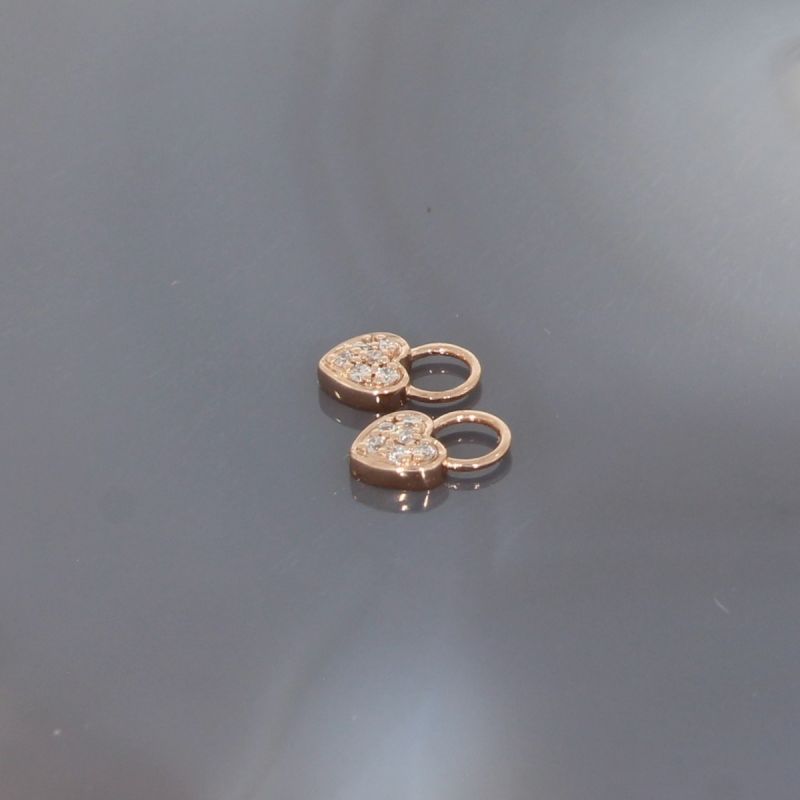 Wert 320 € Brillant Herz Einhänger für Creolen (0,05 carat) in 585er 14 K Roségold - H795