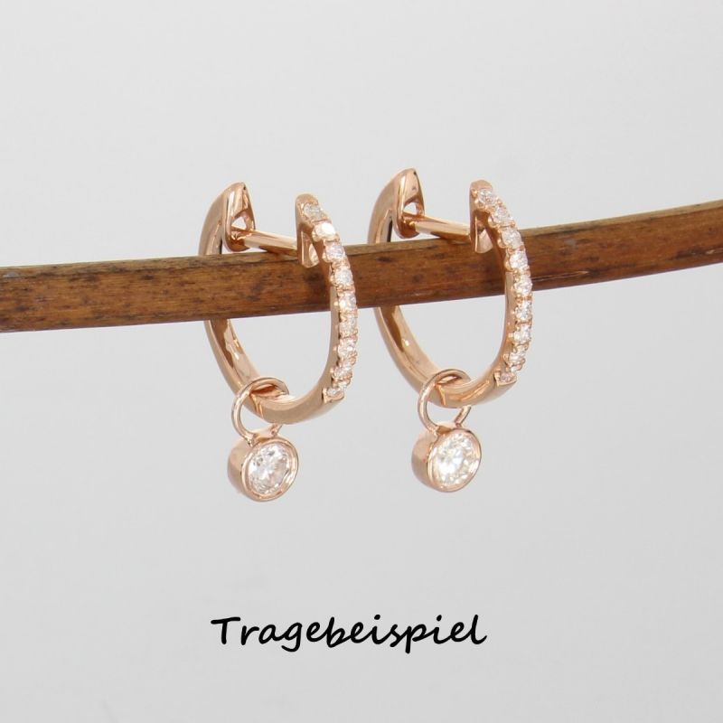 Wert 750 € Solitär Brillant (0,22 carat) Einhänger für Creolen in 585er 14 K Roségold - H797